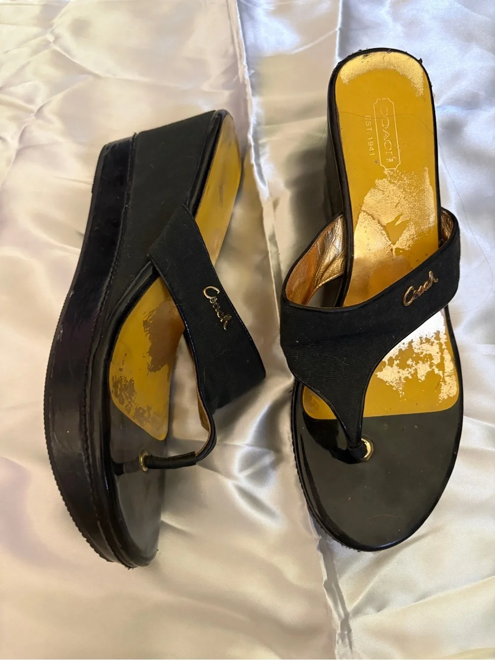 Coach Black Sandal Wedges